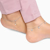 Silver Zircon Clover Charm Anklet