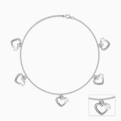 Silver Small Heart Charm Anklet
