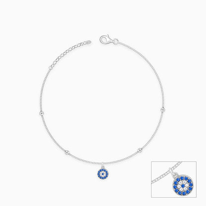 Silver Evil Eye Charm Anklet
