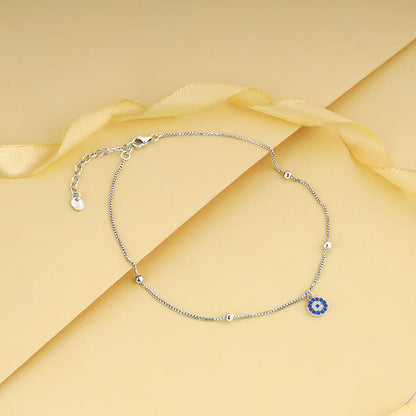 Silver Evil Eye Charm Anklet