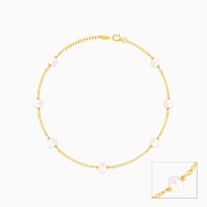 Golden Minimal Pearl Anklet