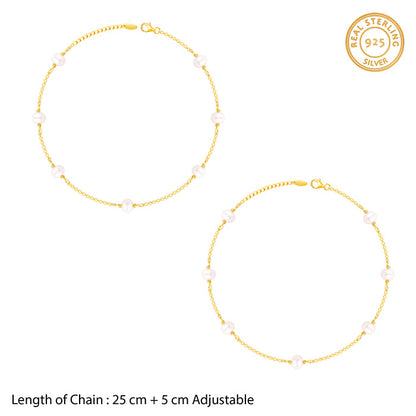 Golden Minimal Pearl Anklet for women 