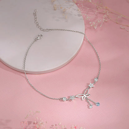 Silver Be A Butterfly Anklet
