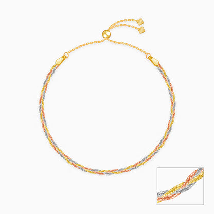 Triple Tone Bolo Silver Anklet
