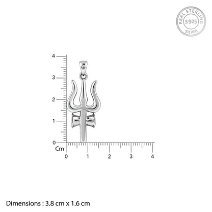 Silver Trident Pendant with Box Chain For Him