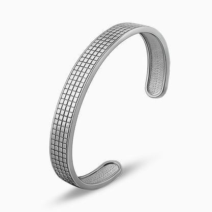 Aditya Roy Kapur Black Rhodium Textured Kada For Him