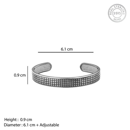 Aditya Roy Kapur Black Rhodium Textured Kada For Him