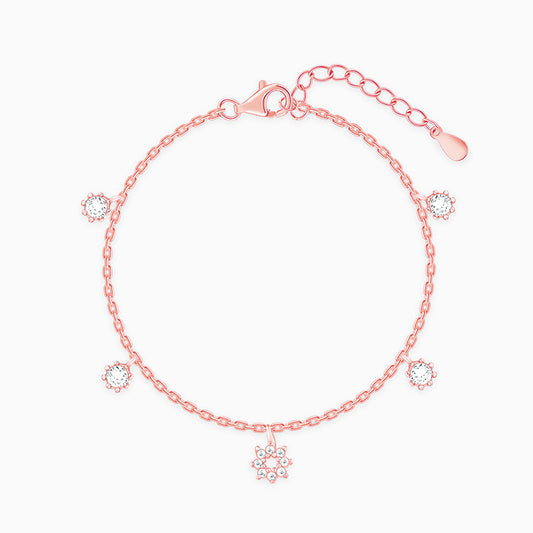 Rose Gold Flower Charm Bracelet