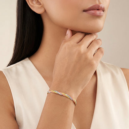 Triple Tone Flat Twist Silver Bracelet