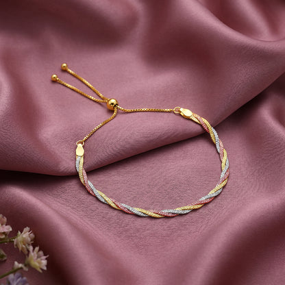 Triple Tone Flat Twist Silver Bracelet