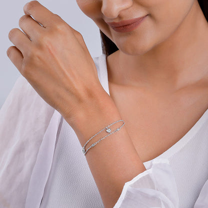 Kriti Sanon Silver Zircon Heart Charm Bracelet