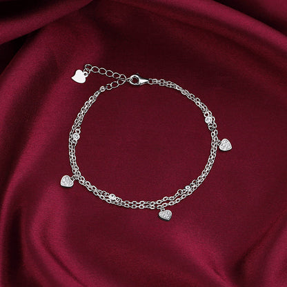 Kriti Sanon Silver Zircon Heart Charm Bracelet