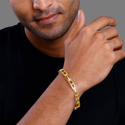 Golden Jazzy Link Bracelet For Him