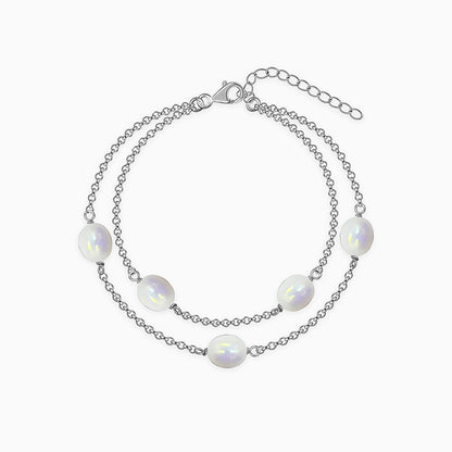  Silver Gene Pearl Layered Bracelet 
