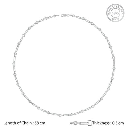 Silver Square & Bar Chain For Him