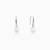 Silver White Pearl Drop Earrings