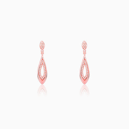 Rose Gold Halo Drop Earrings