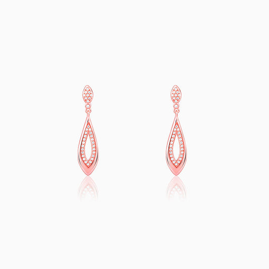 Rose Gold Halo Drop Earrings