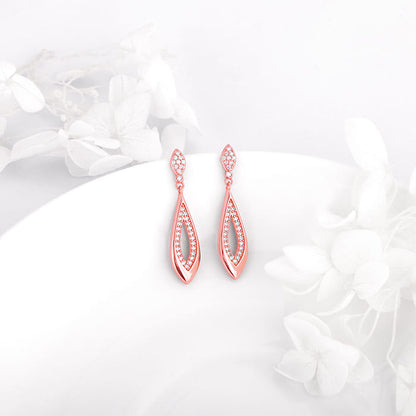 Rose Gold Halo Drop Earrings