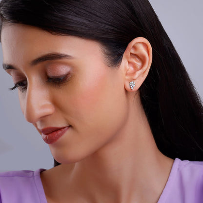Silver Zirconia Deer Earrings