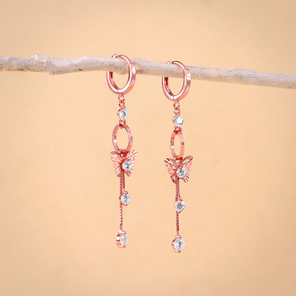 Rose Gold Charming Butterfly Earrings