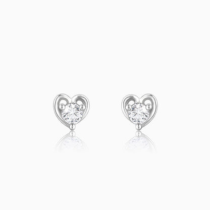 Silver Zircon Small Heart Studs