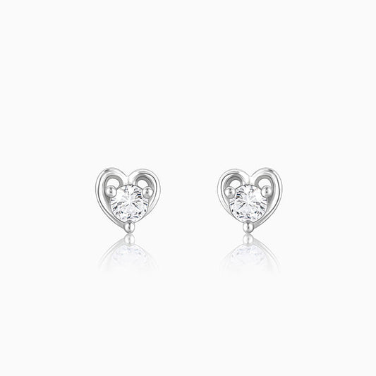Silver Zircon Small Heart Studs