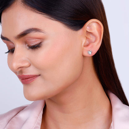 Silver Zircon Small Heart Studs
