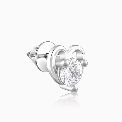 Silver Zircon Small Heart Studs