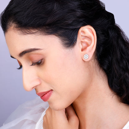 Silver Zircon Shining Star Studs