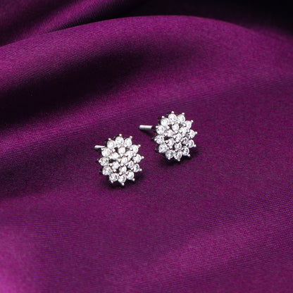 Silver Zircon Shining Star Studs