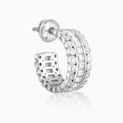 Silver Zircon Charm Earrings