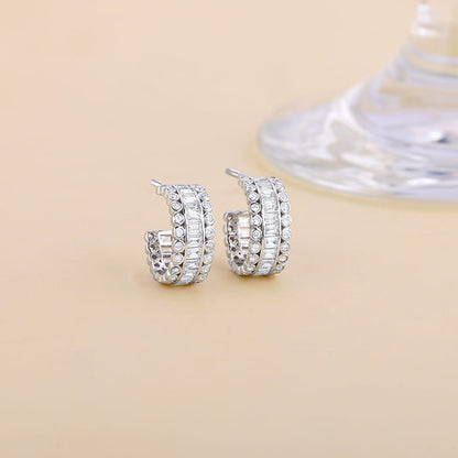Silver Zircon Charm Earrings