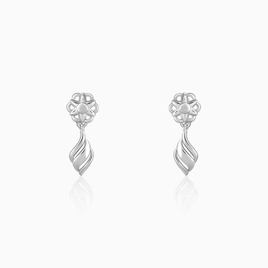 Silver Floral Twist Earrings