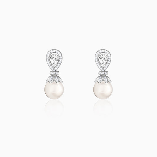 Zircon Pearl Drop Earrings