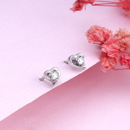 Silver Cute Heart Earrings