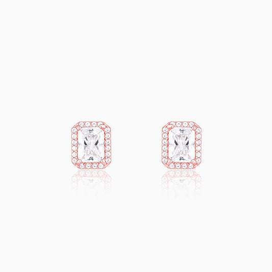 Rose Gold Zircon Heartfelt Shine Earrings