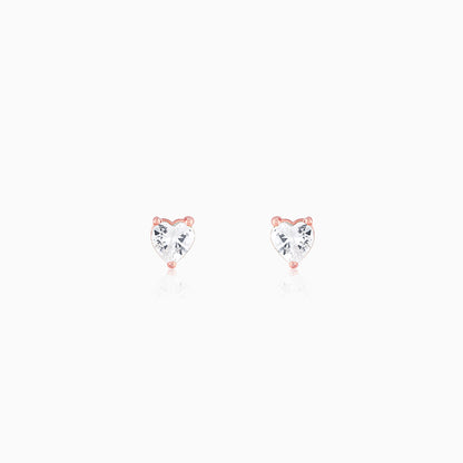 Rose Gold Solitaire Heart Studs