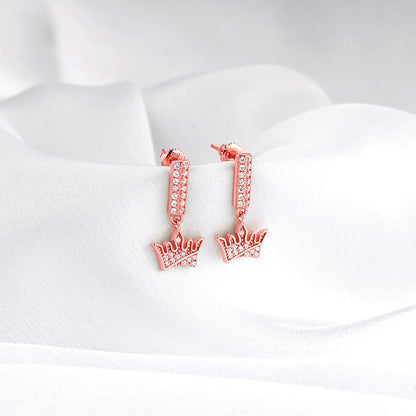 Rose Gold Crown Earrings