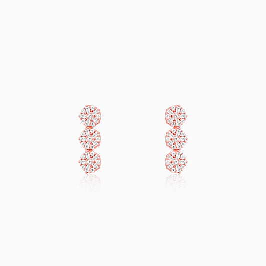 Rose Gold Studded Flower Earrings