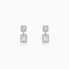 Silver Zircon Bold Baguette Earrings