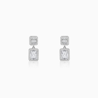 Silver Zircon Bold Baguette Earrings