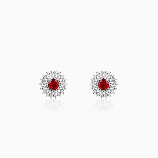Silver Zircon Ruby Sunshine Studs