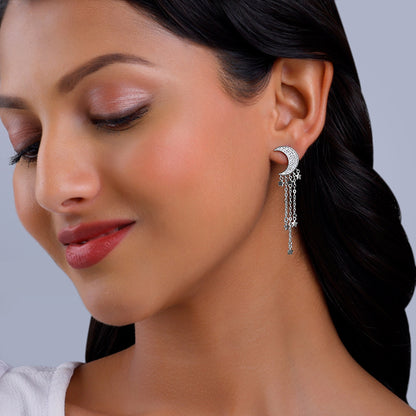 Silver Starry Star Danglers