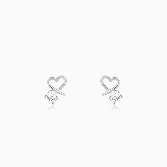 Silver Mini Heart Drop Earrings