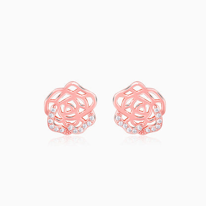 Rose Gold Rosette Filigree Earrings