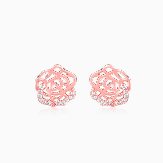 Rose Gold Rosette Filigree Earrings