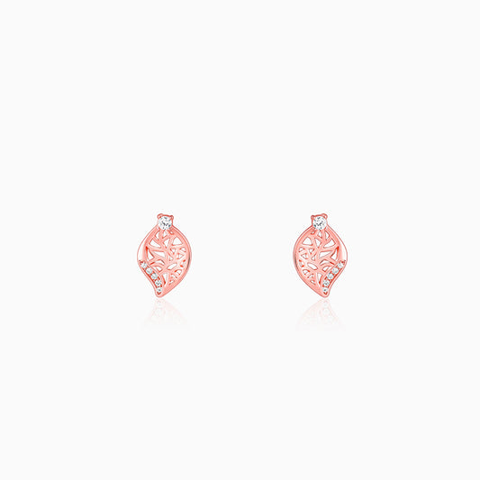 Rose Gold Leafy Filigree Earrings