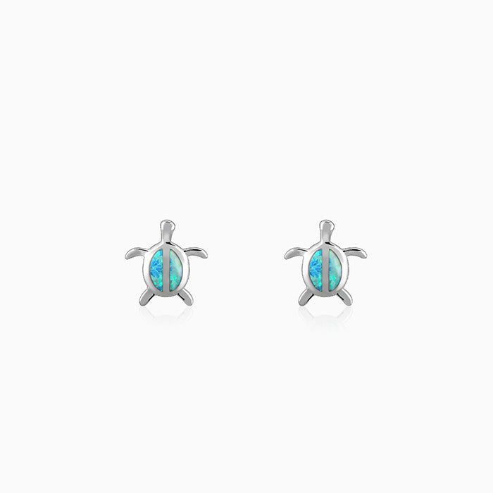 Silver Blue Turtle Studs