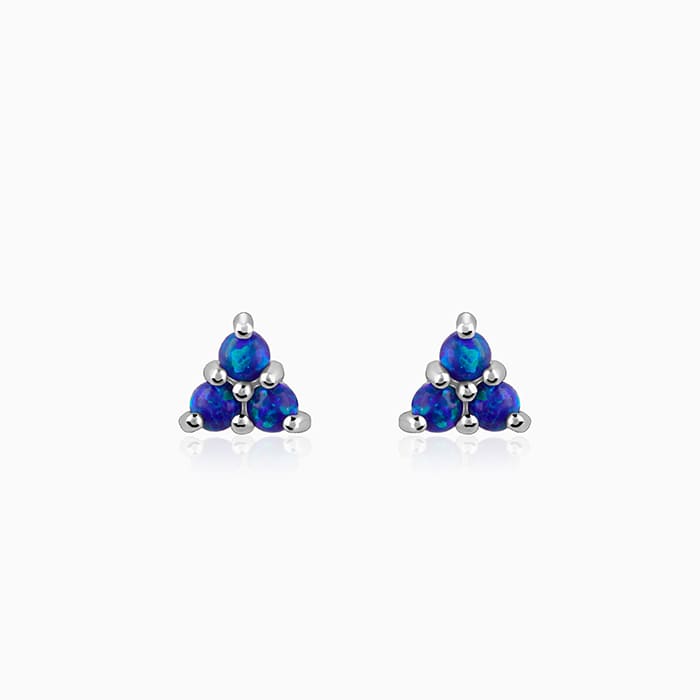 Silver earrings with triangular opal stones






